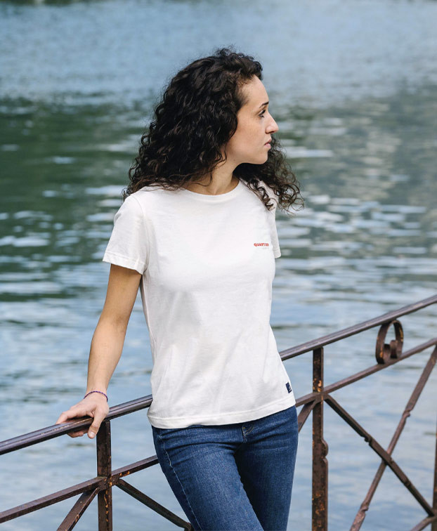 Tee-shirt Charline écru en coton bio – La Gentle Factory – Vue de face