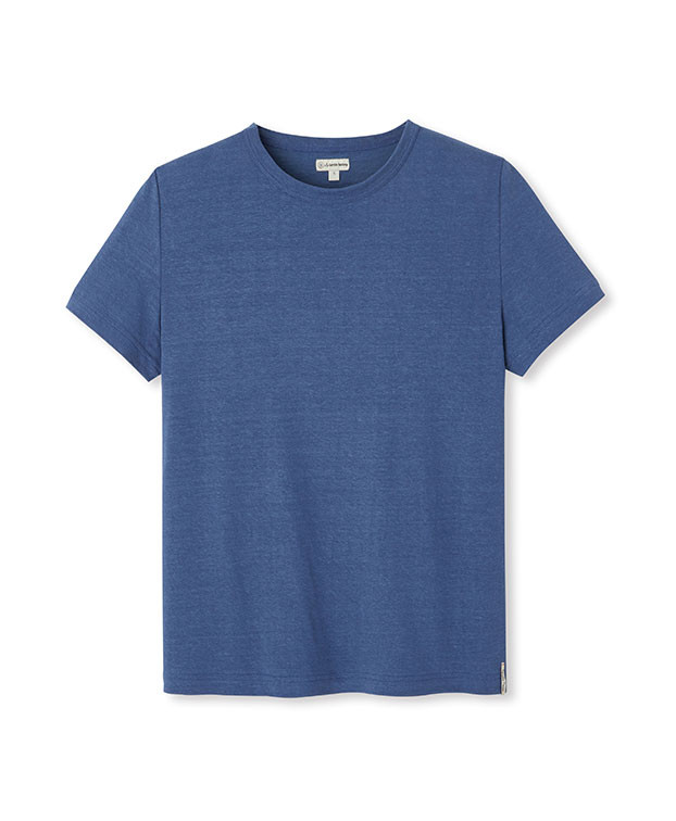 Tee-shirt Colberte bleu en lin & coton bio - La Gentle Factory - Vue à plat