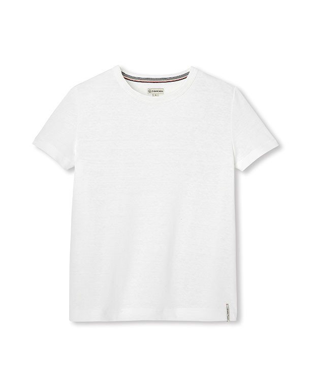 Tee-shirt Colberte blanc en lin & coton bio - La Gentle Factory - Vue à plat