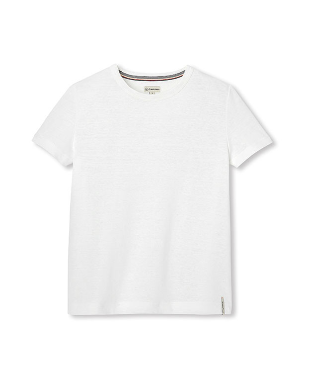 Tee-shirt Colberte blanc en lin & coton bio - La Gentle Factory - Vue à plat Tee-shirt Colberte blanc en lin & coton bio - La Gentle Factory - Vue à plat