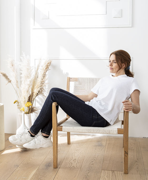 Tee-shirt Colberte blanc en lin & coton bio - La Gentle Factory - Vue de face Tee-shirt Colberte blanc en lin & coton bio - La Gentle Factory - Vue de face