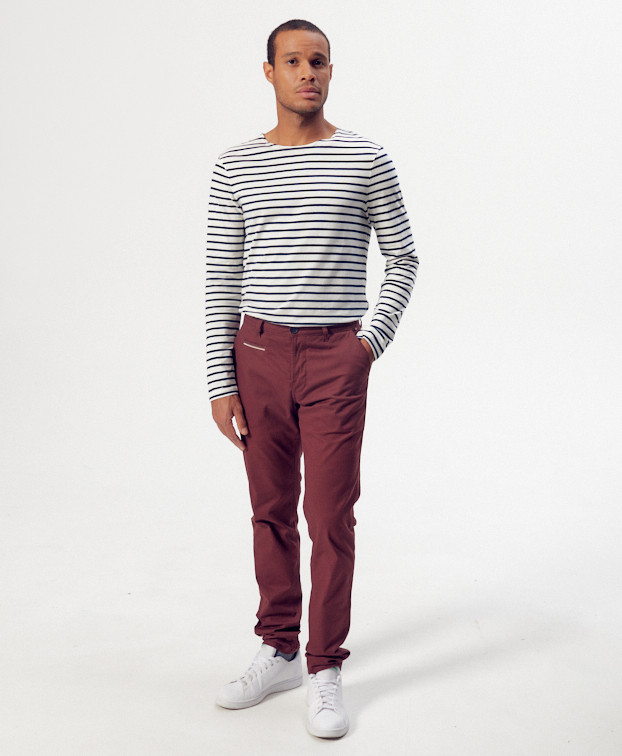 Chino Clark bordeaux en coton bio - La Gentle Factory - Vue de face Chino Clark bordeaux en coton bio - La Gentle Factory - Vue de face