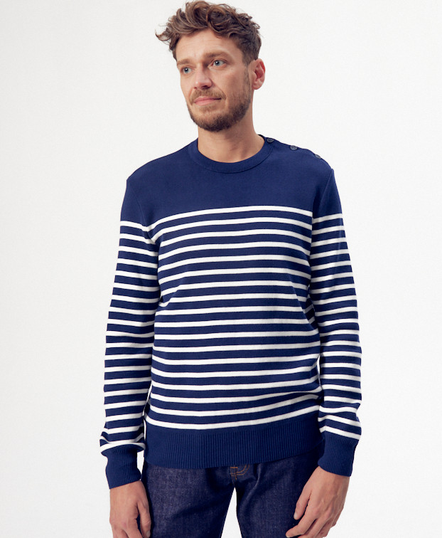 Pull marinière Benjamin en coton bio - La Gentle Factory - Vue de face Pull marinière Benjamin en coton bio - La Gentle Factory - Vue de face