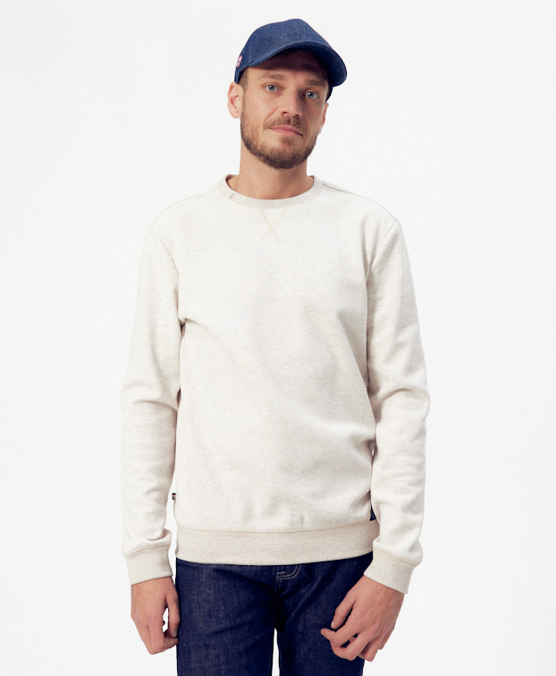 Sweat Paul recyclé beige clair – La Gentle Factory – Vue de face Sweat Paul recyclé beige clair – La Gentle Factory – Vue de face