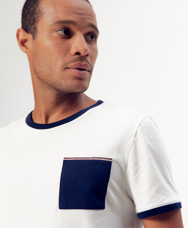Tee-shirt Pacome écru en coton bio - La Gentle Factory - Zoom poche Tee-shirt Pacome écru en coton bio - La Gentle Factory - Zoom poche