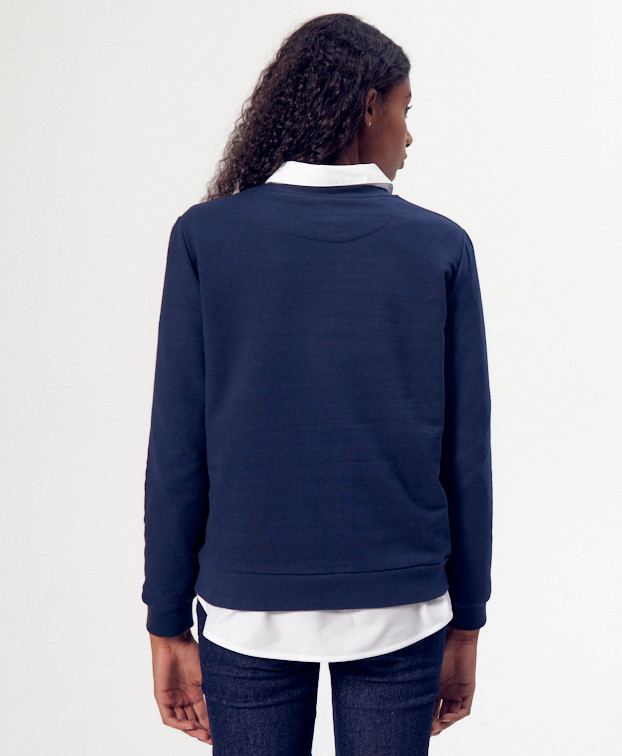 Sweat Stella "Charmante" bleu en coton bio - La Gentle Factory - Vue de dos Sweat Stella "Charmante" bleu en coton bio - La Gentle Factory - Vue de dos