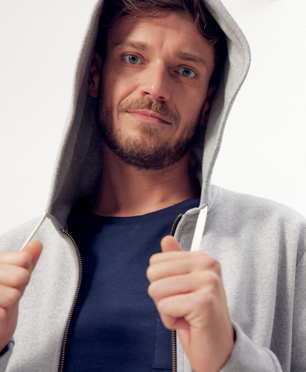 Sweat Célestin gris recyclé - La Gentle Factory - Zoom capuche Sweat Célestin gris recyclé - La Gentle Factory - Zoom capuche