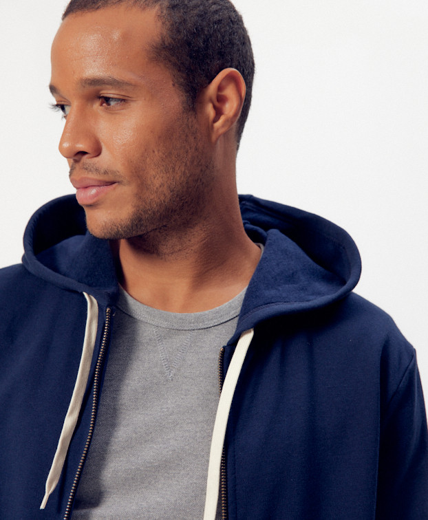 Sweat Célestin bleu en coton bio - La Gentle Factory - Zoom col Sweat Célestin bleu en coton bio - La Gentle Factory - Zoom col