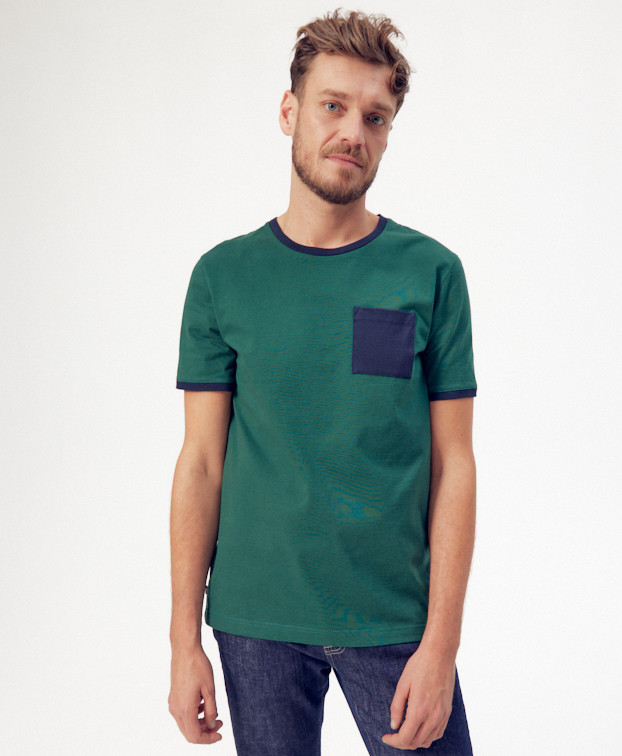 Tee-shirt Pio vert en coton bio - La Gentle Factory - Vue de Face Tee-shirt Pio vert en coton bio - La Gentle Factory - Vue de Face