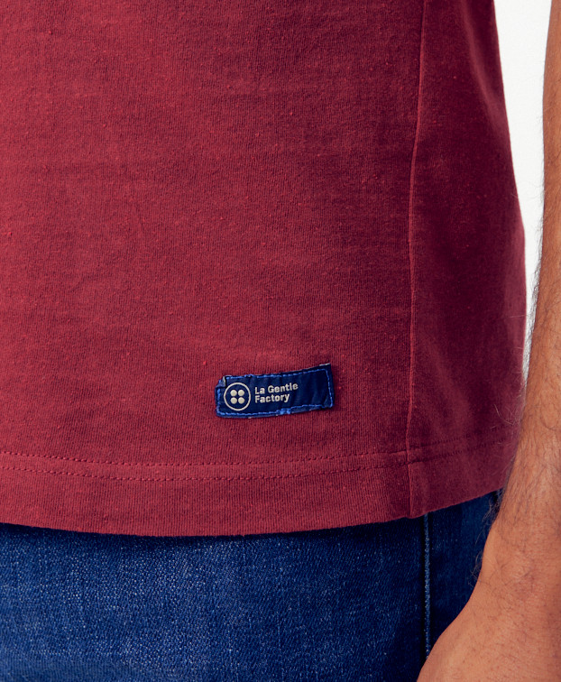 Tee-shirt Edmond bordeaux en coton bio - La Gentle Factory - Zoom étiquette