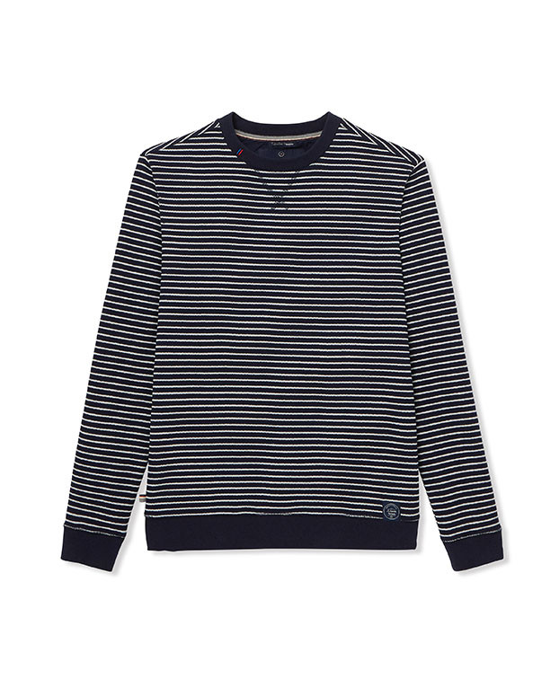 Sweat Paul bleu rayé recyclé - Vue produit Sweat Paul bleu rayé recyclé - Vue produit