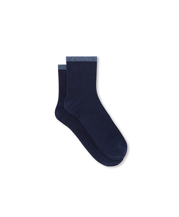 Chaussettes Capucine bleu en coton bio - La Gentle Factory - Vue à plat Chaussettes Capucine bleu en coton bio - La Gentle Factory - Vue à plat