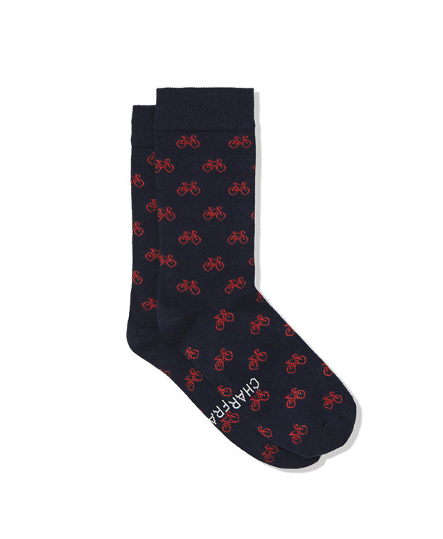 Chaussettes Caspar bleu en coton bio - La Gentle Factory - Vue à plat