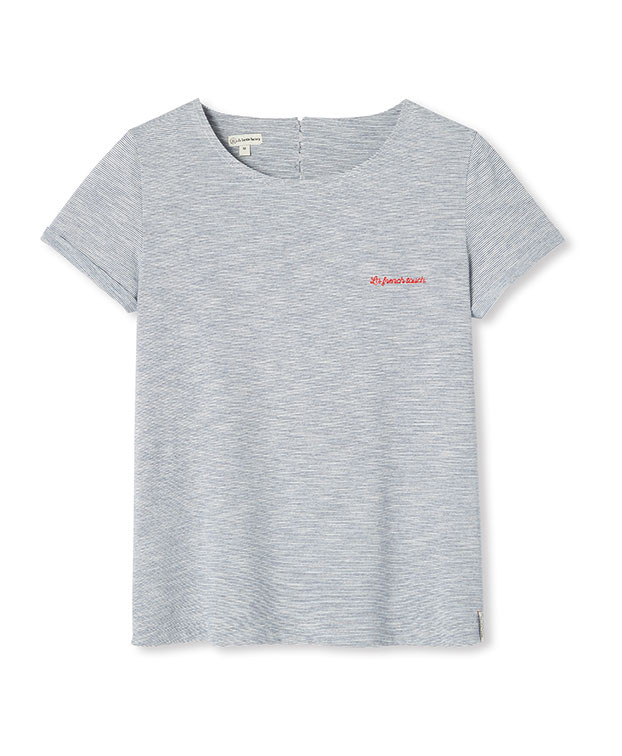 Tee-shirt Maryse bleu brodé - Vue complète Tee-shirt Maryse bleu brodé - Vue complète