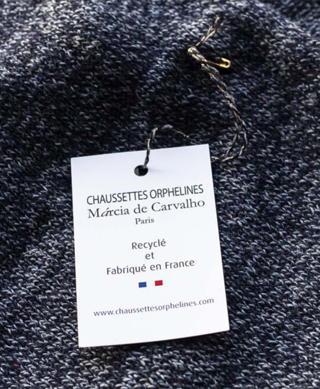 Echarpe Altitude grise en laine & recyclée - Vue détail étiquette