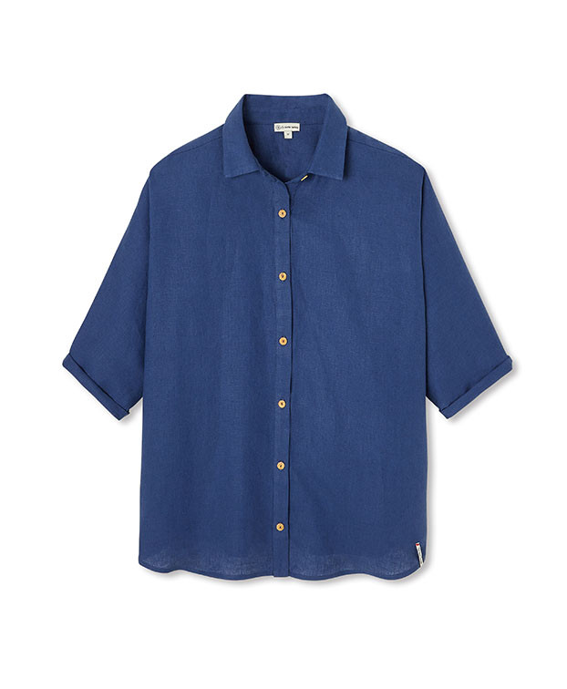 Chemise Lily bleue en lin - Vue complète Chemise Lily bleue en lin - Vue complète