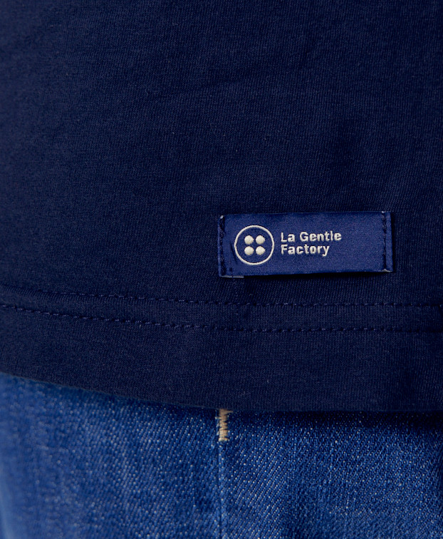 Tee-shirt Philibert "Gentleman" bleu en coton bio - Vue détail étiquette