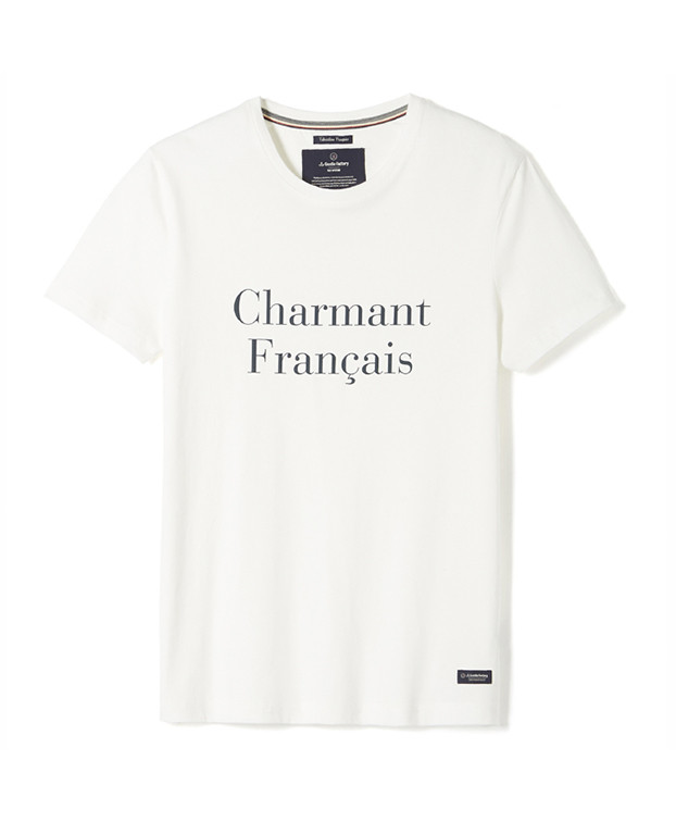 Tee-shirt Philibert "Charmant" écru en coton bio - Vue complète