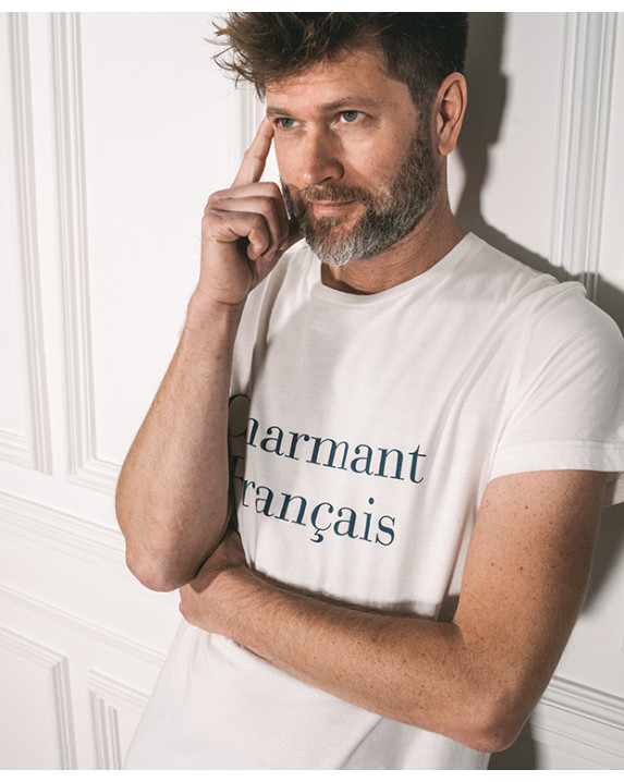Tee-shirt Philibert "Charmant" écru en coton bio - Vue zoom
