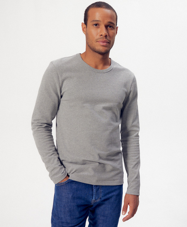 Tee-shirt Théo gris recyclé - Vue de face Tee-shirt Théo gris recyclé - Vue de face
