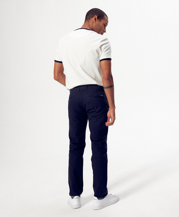 Chino Carlos lourd bleu en coton bio - Vue dos Chino Carlos lourd bleu en coton bio - Vue dos