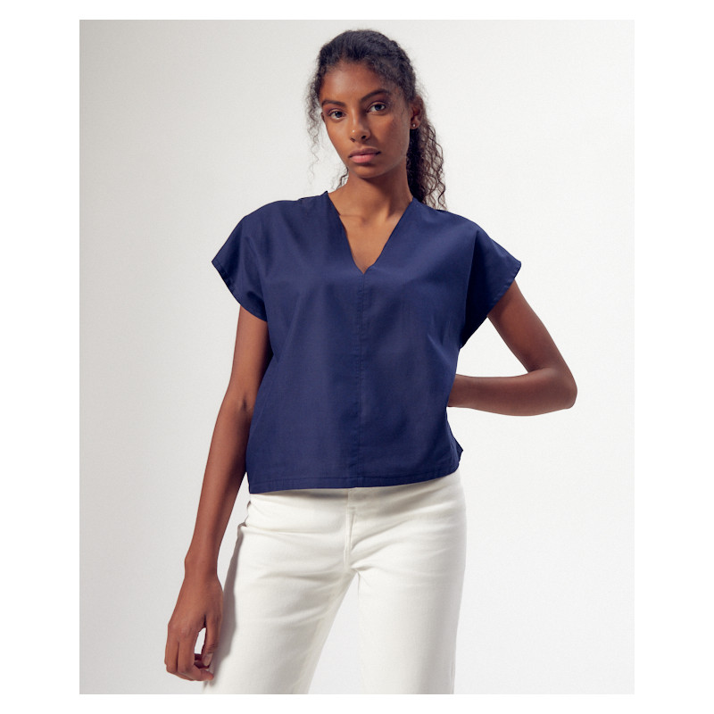 T-shirt femme 100% Coton Bio Bleu Marine – Atelier Tuffery