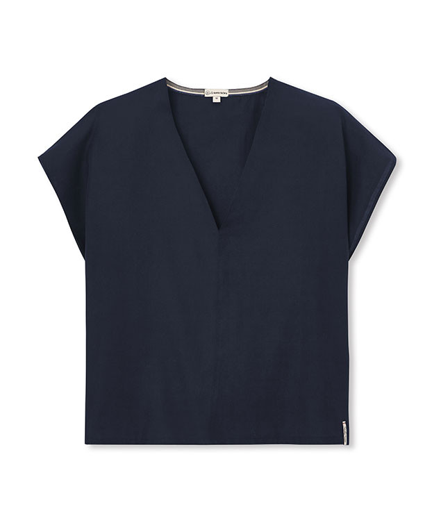 Top Sarah bleu en coton bio – La Gentle Factory – Vue à plat Top Sarah bleu en coton bio – La Gentle Factory – Vue à plat