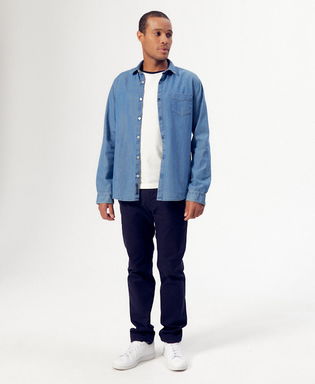 Chemise Johny denim en coton bio - La Gentle Factory - Vue plein pieds Chemise Johny denim en coton bio - La Gentle Factory - Vue plein pieds