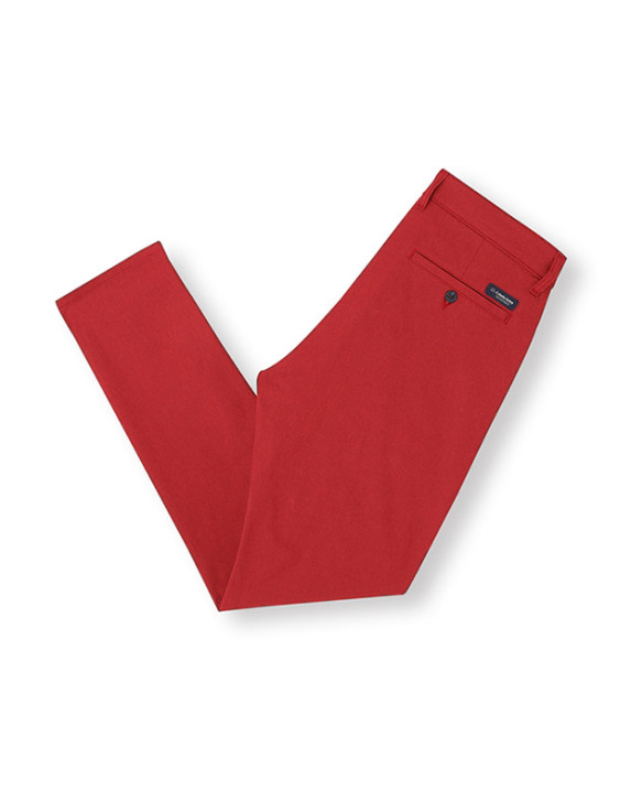 Chino Clarky rouge vif en coton bio - La Gentle Factory - Vue à plat