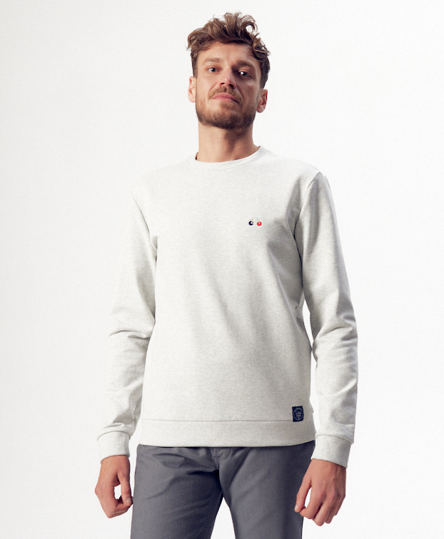 Sweat Basile brodé gris recyclé - La Gentle Factory - Vue principale Sweat Basile brodé gris recyclé - La Gentle Factory - Vue principale