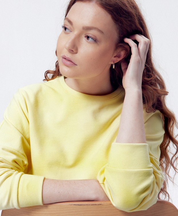 Sweat Helene Jaune Doux - vue détails poignets Sweat Helene Jaune Doux - vue détails poignets