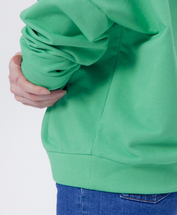 Sweat Helene Vert Menthe - vue détail bord côte Sweat Helene Vert Menthe - vue détail bord côte