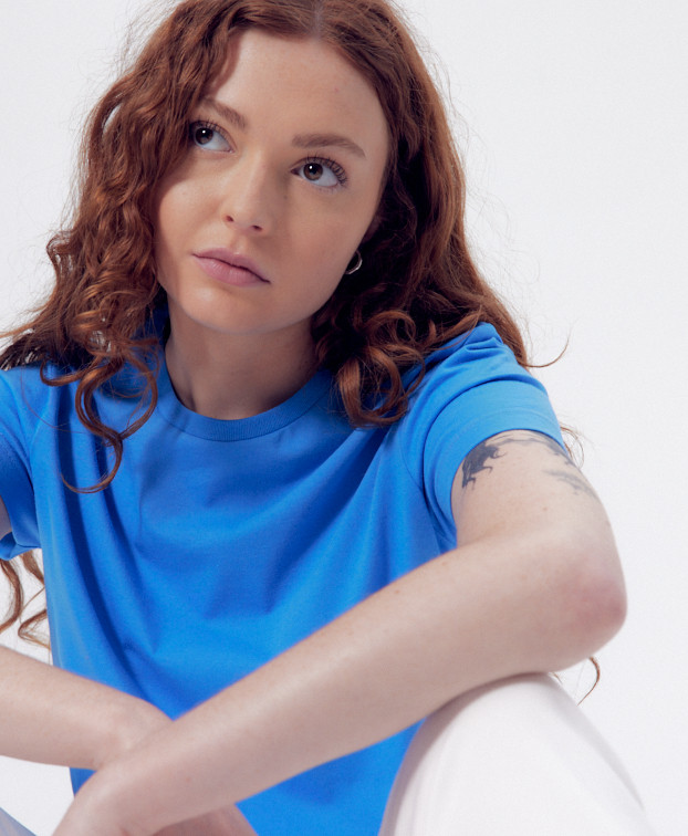 Tee-shirt Ida azur - La Gentle Factory - vue de face Tee-shirt Ida azur - La Gentle Factory - vue de face