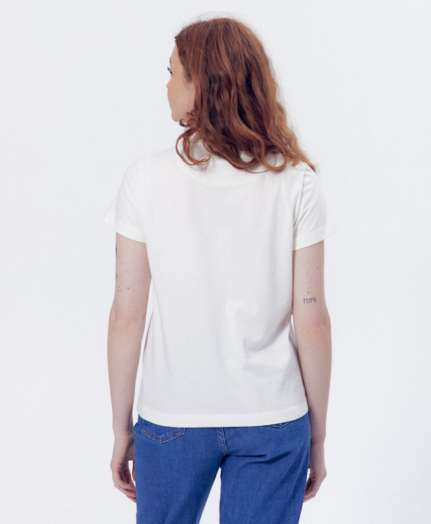 Tee-shirt Palmyre "Charmante" écru en coton bio - La Gentle Factory - Vue de dos