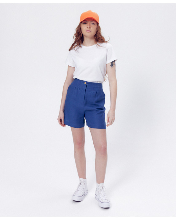 Short Sofia bleu en lin