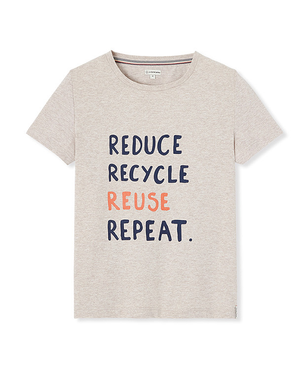 Tee-shirt Palmyre "Reduce" gris recyclé - Vue a plat Tee-shirt Palmyre "Reduce" gris recyclé - Vue a plat