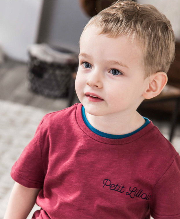 Tee-shirt Bertin brodé bordeaux en coton bio - La Gentle Factory - Vue de face Tee-shirt Bertin brodé bordeaux en coton bio - La Gentle Factory - Vue de face