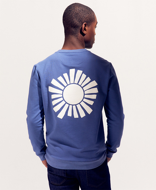 Sweat Sacha "Soleil" bleu en coton bio - La Gentle Factory - Vue dos Sweat Sacha "Soleil" bleu en coton bio - La Gentle Factory - Vue dos