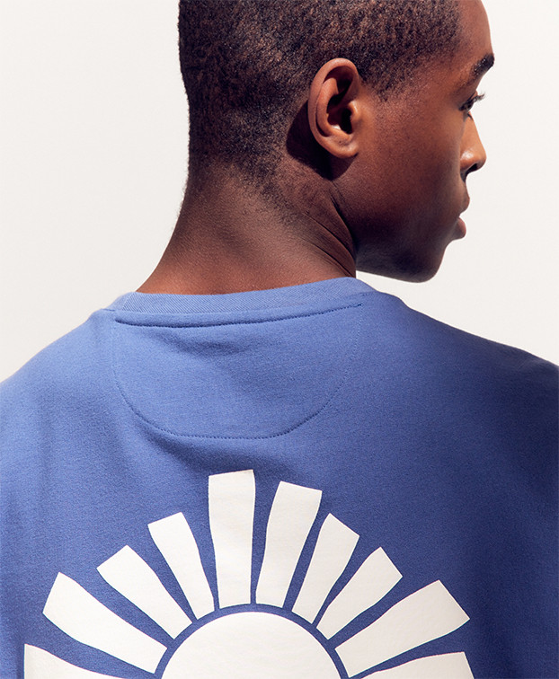 Sweat Sacha "Soleil" bleu en coton bio - La Gentle Factory - zoom dos Sweat Sacha "Soleil" bleu en coton bio - La Gentle Factory - zoom dos