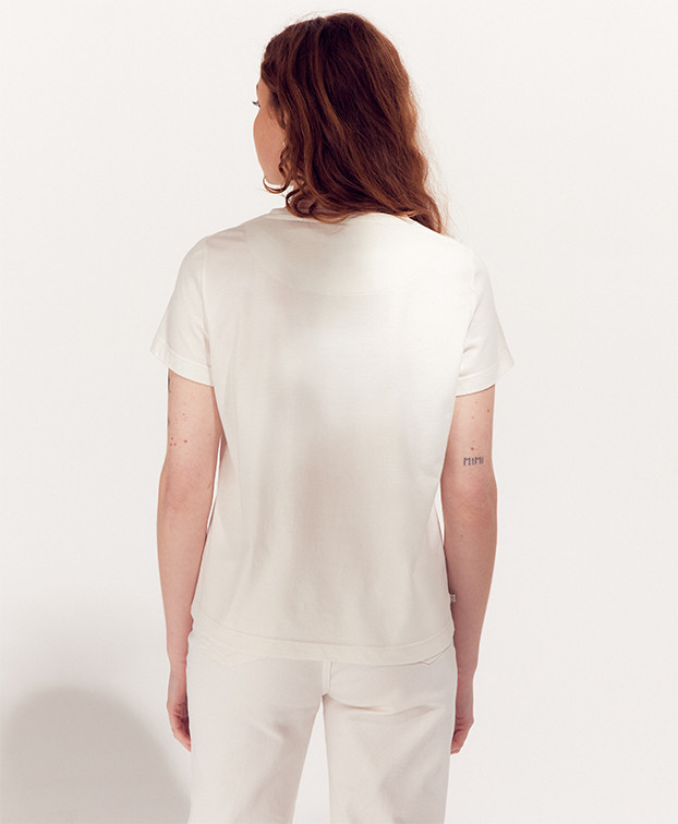 Tee-shirt Prune écru "Soleil" en coton bio - La Gentle Factory - Vue dos Tee-shirt Prune écru "Soleil" en coton bio - La Gentle Factory - Vue dos