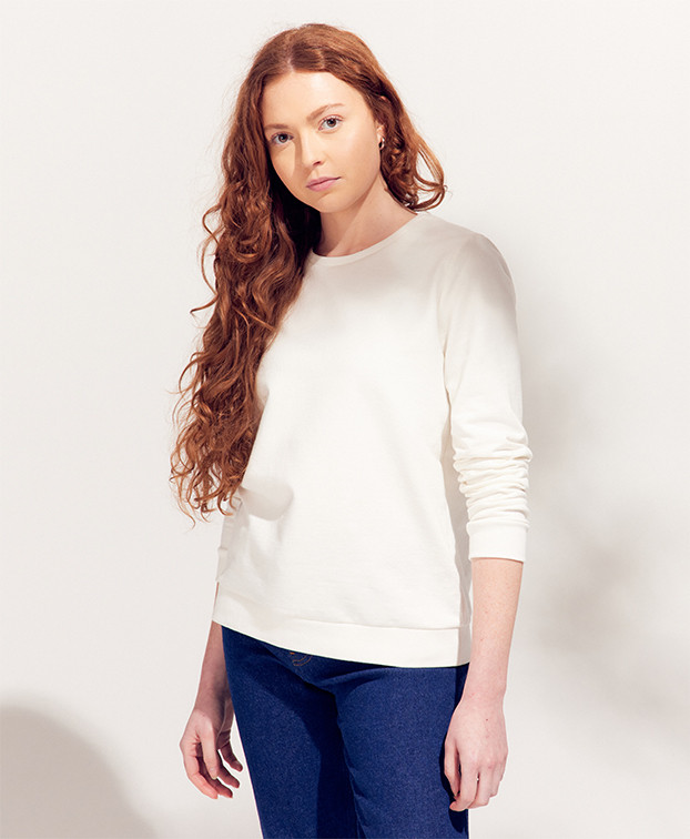 Sweat Stella écru "Soleil" en coton bio - La Gentle Factory - Vue devant Sweat Stella écru "Soleil" en coton bio - La Gentle Factory - Vue devant