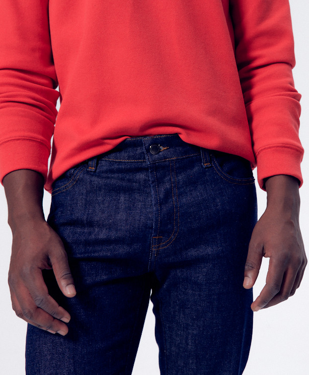 Jean Billy droit brut en coton bio - L32 - La Gentle Factory - Zoom devant Jean Billy droit brut en coton bio - L32 - La Gentle Factory - Zoom devant