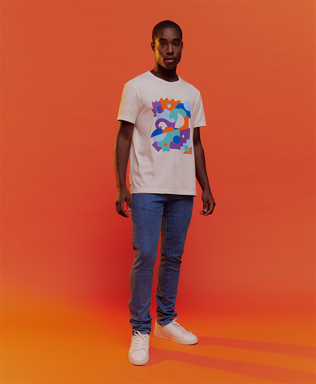 Tee-shirt Prosper G&L écru en coton bio - La Gentle Factory - Silhouette complète Tee-shirt Prosper G&L écru en coton bio - La Gentle Factory - Silhouette complète