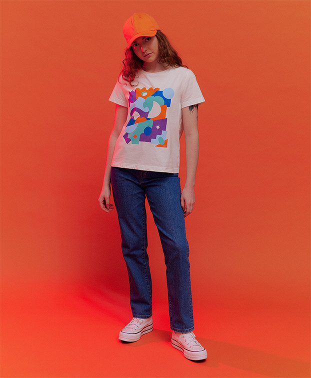 Tee-shirt Prune G&L écru en coton bio - La Gentle Factory - Silhouette complète