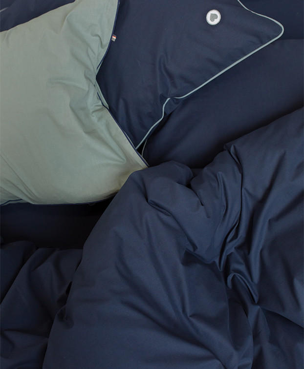 Parure de lit bleue en coton bio - La Gentle Factory - Zoom Parure de lit bleue en coton bio - La Gentle Factory - Zoom