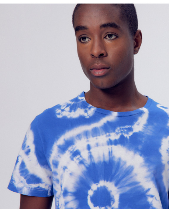 Tee-shirt Thomas Tie & Dye bleu en coton bio - La Gentle Factory - Vue principale