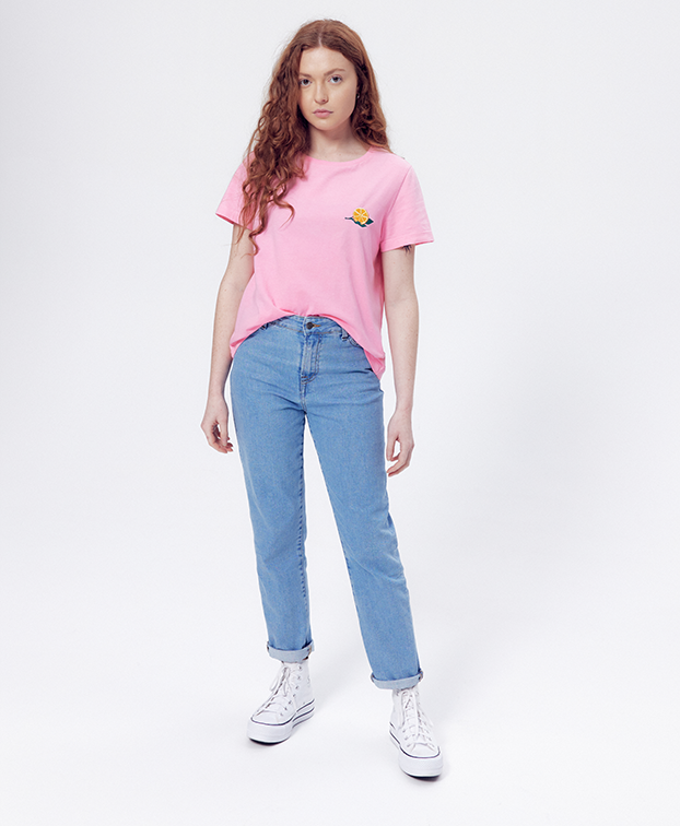 Tee-shirt Prune à broder "Orangeade" rose - La Gentle Factory - Silhouette devant Tee-shirt Prune à broder "Orangeade" rose - La Gentle Factory - Silhouette devant