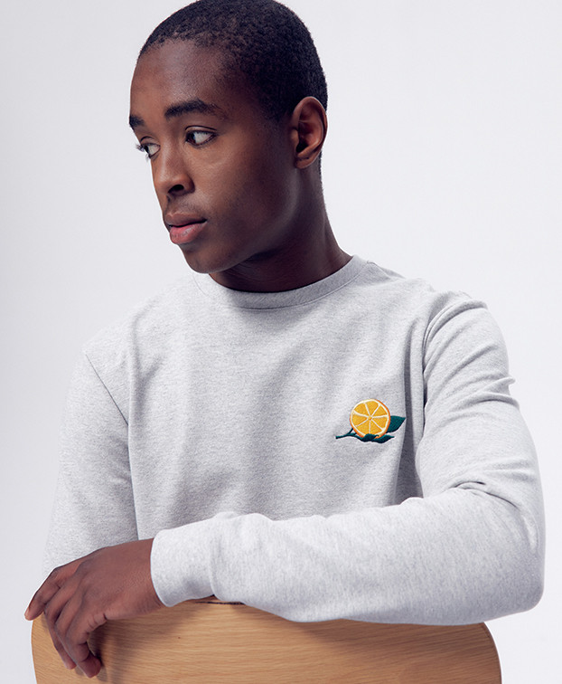 Sweat Basile brodé "Orangeade" gris clair - La Gentle Factory - Vue principale Sweat Basile brodé "Orangeade" gris clair - La Gentle Factory - Vue principale