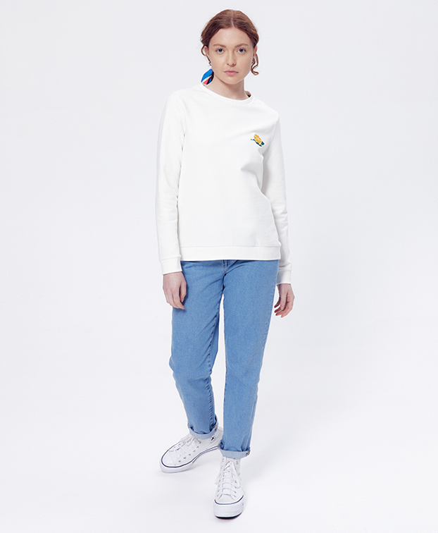Sweat Bérénice brodé "Orangeade" écru - La Gentle Factory - Silhouette entière Sweat Bérénice brodé "Orangeade" écru - La Gentle Factory - Silhouette entière