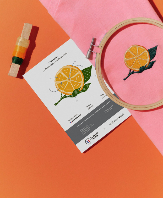 Tee-shirt Prune à broder "Orangeade" rose - La Gentle Factory - Kit broderie Tee-shirt Prune à broder "Orangeade" rose - La Gentle Factory - Kit broderie